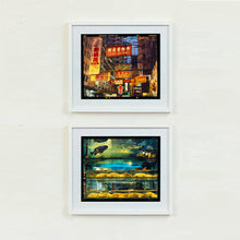 Load image into Gallery viewer, Best Choice in Downtown, Hong Kong cityscape skyline architecture street photography by Richard Heeps framed in white.