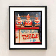 Load image into Gallery viewer, Thrill Pier clowns amusements photograph by Richard Heeps framed in black