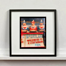 Load image into Gallery viewer, Thrill Pier clowns amusements photograph by Richard Heeps mounted square framed in black