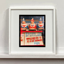 Load image into Gallery viewer, Thrill Pier clowns amusements photograph by Richard Heeps mounted square framed in white