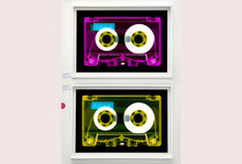 Load image into Gallery viewer, Tape Collection, 'AILA Tinted Yellow'. The Heidler & Heeps collaborations are creative representations of Natasha Heidler and Richard Heeps’ personal past, and their personalities. Tapes are significant in both their lives and the work here is made from their own collections. Their unique process makes these artworks not inanimate objects, rather they have depth, texture, grit, and they even appear to move.