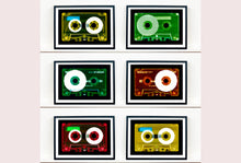 Load image into Gallery viewer, Tape Collection, 'AILA Tinted Yellow'. The Heidler & Heeps collaborations are creative representations of Natasha Heidler and Richard Heeps’ personal past, and their personalities. Tapes are significant in both their lives and the work here is made from their own collections. Their unique process makes these artworks not inanimate objects, rather they have depth, texture, grit, and they even appear to move.