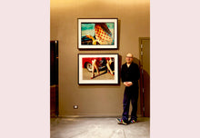 Load image into Gallery viewer, 'Glamour Cabs', photographed by Richard Heeps at the glamorous retro event Goodwood Revival. It perfectly captures elegant feminine sophistication with a vintage vibe, a nod to the film Carry on Cabbie. This artwork featured in Richard Heeps' 2018-2019 exhibition WEMEN, at Nhow Hotel Milan.