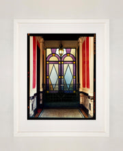 Load image into Gallery viewer, 'Foyer VII' shows an Art Deco entrance hall in Milan, featuring stained glass panelling and marble flooring. This artwork is part of Richard Heeps' series 'A Short History of Milan', which began in November 2018 for a special project featuring at the Affordable Art Fair Milan 2019, and the series is ongoing. There is a reoccurring linear, structural theme throughout the series, capturing the Milanese use of materials in design such as glass, metal, wood and stone.