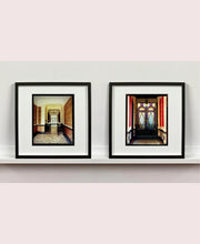 Load image into Gallery viewer, &#39;Foyer VII&#39; shows an Art Deco entrance hall in Milan, featuring stained glass panelling and marble flooring. This artwork is part of Richard Heeps&#39; series &#39;A Short History of Milan&#39;, which began in November 2018 for a special project featuring at the Affordable Art Fair Milan 2019, and the series is ongoing. There is a reoccurring linear, structural theme throughout the series, capturing the Milanese use of materials in design such as glass, metal, wood and stone.