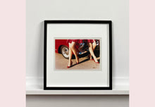 Load image into Gallery viewer, 'Glamour Cabs', photographed by Richard Heeps at the glamorous retro event Goodwood Revival. It perfectly captures elegant feminine sophistication with a vintage vibe, a nod to the film Carry on Cabbie. This artwork featured in Richard Heeps' 2018-2019 exhibition WEMEN, at Nhow Hotel Milan.