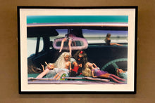 Load image into Gallery viewer, 'Oldsmobile & Sinful Barbie's' photographed in, Las Vegas, Nevada, is part of Richard Heeps 'Man's Ruin' Series. This artwork makes up the three piece sequence: 'Wendy Flamin' Eyeball', 'Wendy Resting' & 'Oldsmobile and Sinful Barbie's' shot at the Rockabilly Weekender, Viva Las Vegas. Here this is a brilliantly adult version of the iconic Barbie Doll on the dashboard of a classic American Car.