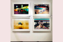 Load image into Gallery viewer, 'Oldsmobile & Sinful Barbie's' photographed in, Las Vegas, Nevada, is part of Richard Heeps 'Man's Ruin' Series. This artwork makes up the three piece sequence: 'Wendy Flamin' Eyeball', 'Wendy Resting' & 'Oldsmobile and Sinful Barbie's' shot at the Rockabilly Weekender, Viva Las Vegas. Here this is a brilliantly adult version of the iconic Barbie Doll on the dashboard of a classic American Car.