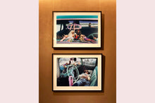 Load image into Gallery viewer, 'Oldsmobile & Sinful Barbie's' photographed in, Las Vegas, Nevada, is part of Richard Heeps 'Man's Ruin' Series. This artwork makes up the three piece sequence: 'Wendy Flamin' Eyeball', 'Wendy Resting' & 'Oldsmobile and Sinful Barbie's' shot at the Rockabilly Weekender, Viva Las Vegas. Here this is a brilliantly adult version of the iconic Barbie Doll on the dashboard of a classic American Car.