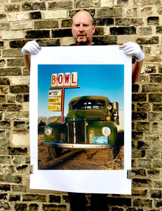 The classic American Truck in combination with the classic American Lifestyle with the cool Bowl Sign. The colours and subject create perfect Americana Pop Art Photography. 