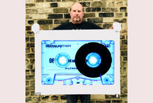 Load image into Gallery viewer, Tape Collection 'Chrome Blue'. The Heidler & Heeps collaborations are creative representations of Natasha Heidler and Richard Heeps’ personal past, and their personalities. Tapes are significant in both their lives and the work here is made from their own collections. Their unique process makes these artworks not inanimate objects, rather they have depth, texture, grit, and they even appear to move.