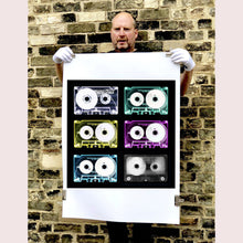 Load image into Gallery viewer, 'Tape Collection'. The Heidler & Heeps collaborations are creative representations of Natasha Heidler and Richard Heeps’ personal past, and their personalities. Tapes are significant in both their lives and the work here is made from their own collections. Their unique process makes these artworks not inanimate objects, rather they have depth, texture, grit, and they even appear to move.