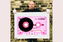 Load image into Gallery viewer, Tape Collection 'Type II Pink'. The Heidler & Heeps collaborations are creative representations of Natasha Heidler and Richard Heeps’ personal past, and their personalities. Tapes are significant in both their lives and the work here is made from their own collections. Their unique process makes these artworks not inanimate objects, rather they have depth, texture, grit, and they even appear to move.