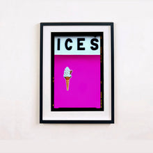 Load image into Gallery viewer, Black framed photograph by Richard Heeps. Pink typography print of an ice cream on pink colour blocking with the Kodak film rebate.