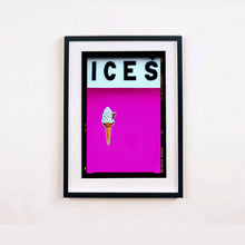 Load image into Gallery viewer, Black framed photograph by Richard Heeps. Pink typography print of an ice cream on pink colour blocking with the Kodak film rebate.