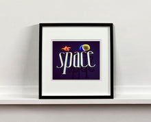 Load image into Gallery viewer, 'Space', features neon lettering against an inky blue sky. The subject is a roadside sign taken in Ibiza during the final year of the iconic super club.