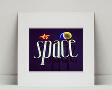 Load image into Gallery viewer, 'Space', features neon lettering against an inky blue sky. The subject is a roadside sign taken in Ibiza during the final year of the iconic super club.