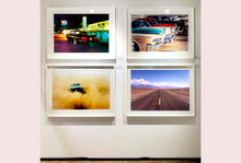 Load image into Gallery viewer, 'The Road to Death Valley', taken in the Majove Desert, California, features a clouded blue sky met my mountains on the horizon. This American landscape artwork is part of Richard Heeps' 'Dream in Colour' series. Taken in 2001, this artwork was first executed in Richard's darkroom in 2021.