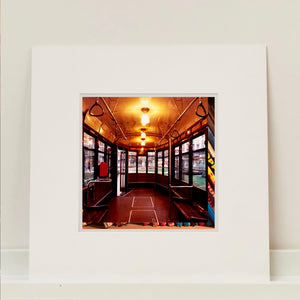 The interior of a vintage Italian tram in Lambrate, Milan. Affordable fine art limited edition photographic prints, handmade in Richard’s Cambridge darkrooms. 