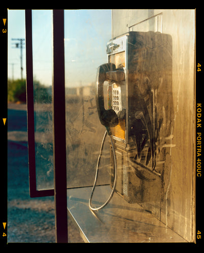 Call Box, cinematic vintage telephone booth road trip photograph from Richard Heeps Salton Sea series.