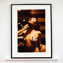 Load image into Gallery viewer, Large Delilah backstage portrait burlesque portrait photograph by Richard Heeps framed in black.