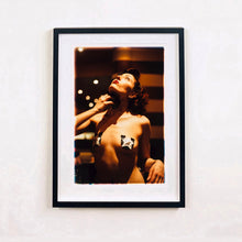 Load image into Gallery viewer, Delilah burlesque backstage photography by RIchard Heeps framed in black.