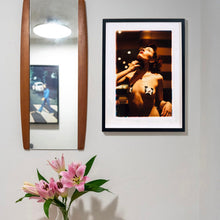 Load image into Gallery viewer, Delilah backstage burlesque photography by Richard Heeps framed in black in situ.