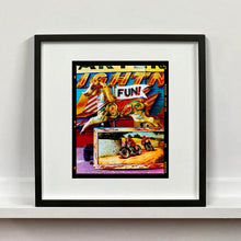 Load image into Gallery viewer, FUN! carousel horse photograph by Richard Heeps in a small black frame