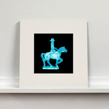 Load image into Gallery viewer, Cowboy on a horse blue pop art mounted photographic print by Natasha Heidler