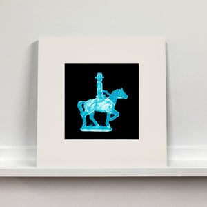 Cowboy on a horse blue pop art mounted photographic print by Natasha Heidler