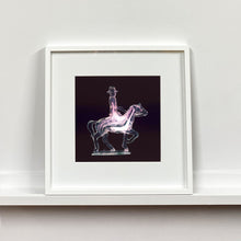 Load image into Gallery viewer, Cowboy on a horse pop art small photographic print framed in white by Natasha Heidler