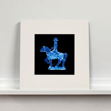 Load image into Gallery viewer, Cowboy on a horse blue pop art mounted photograph by Natasha Heidler.