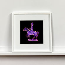 Load image into Gallery viewer, Purple Cowboy pop art small photographic print framed in white by Natasha Heidler