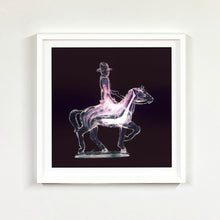 Load image into Gallery viewer, Cowboy on a horse pop art  photographic print framed in white by Natasha Heidler