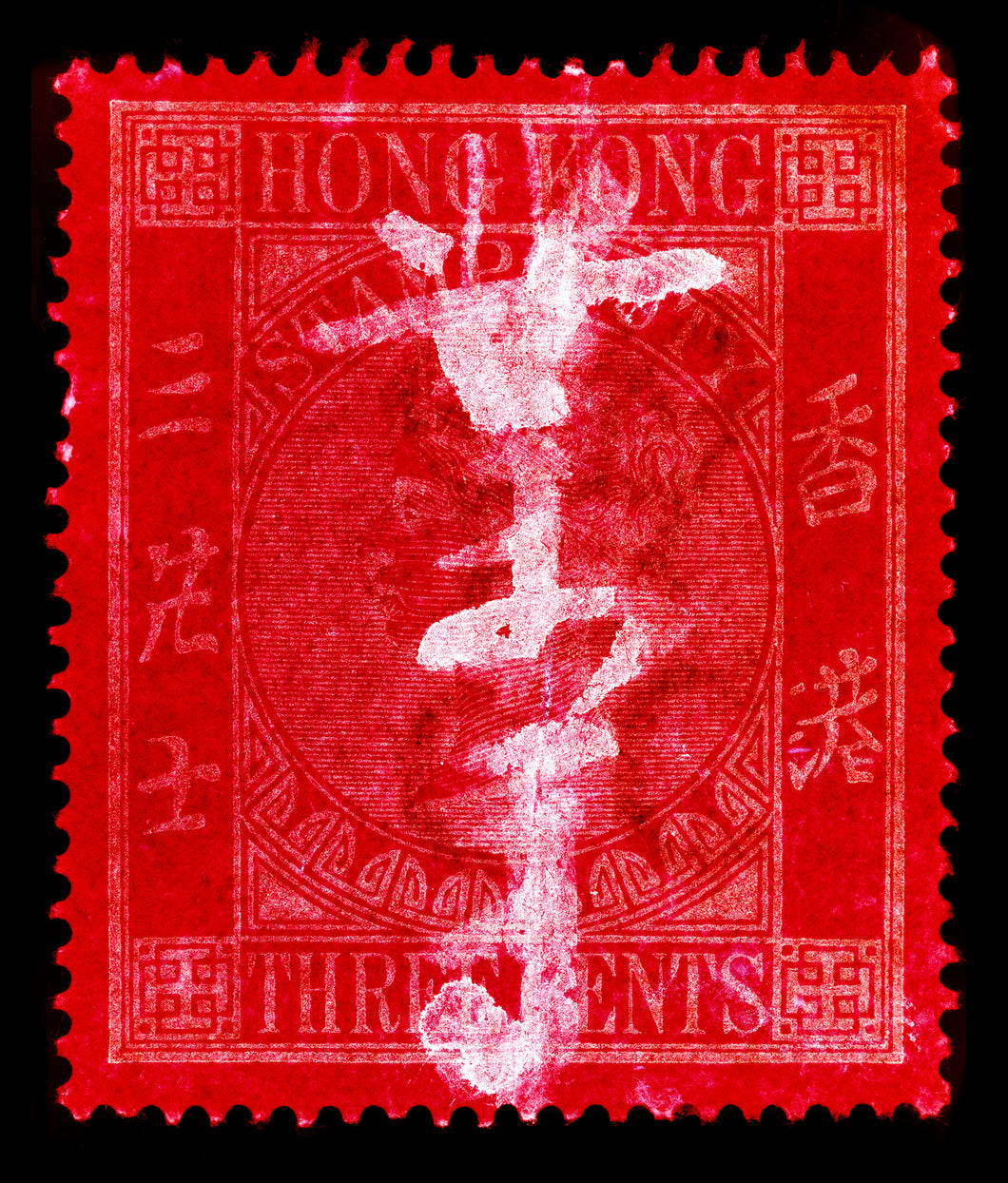 Heidler and Heeps Hong Kong Stamp Collection QV 3 Cents red historic art for your wall.