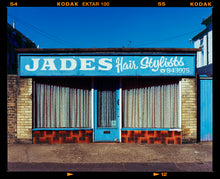 Load image into Gallery viewer, Jade&#39;s vintage hair salon blue photographic artwork by Richard Heeps.