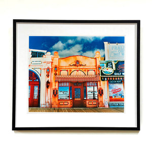 La Belle Femme in the Sun Atlantic City boardwalk street photography by Richard Heeps framed in black