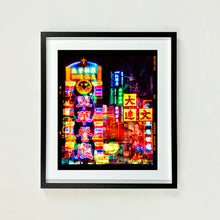 Load image into Gallery viewer, Lights of Mong Kok Hong Kong architecture street photography by Richard Heeps framed in black.