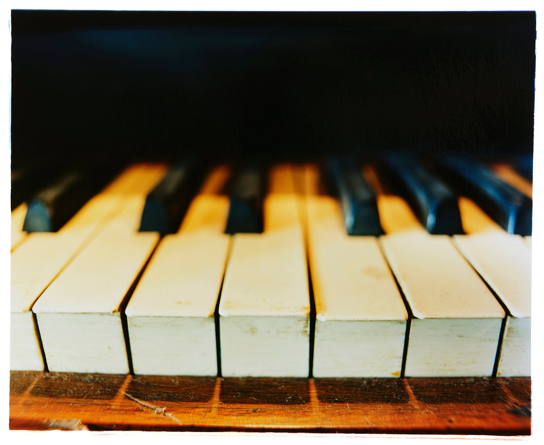 Piano Keys ebony and ivory detail vintage interior photograph by Richard Heeps.