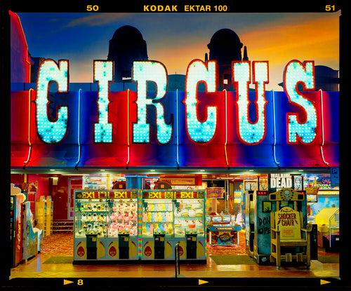 Prize Shop, Circus seaside arcade facade typography photograph by RIchard Heeps.
