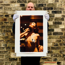 Load image into Gallery viewer, Richard Heeps holding Delilah backstage burlesque photographic print.