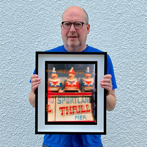 Thrill Pier clowns amusements photography Richard Heeps artwork framed in black
