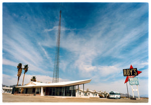 Roy's Motel Route 66 American road trip Googie architecture photograph by Richard Heeps.