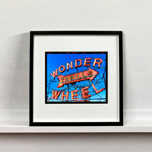 Thrills Coney Island, typography photography Richard Heeps mounted square framed in black