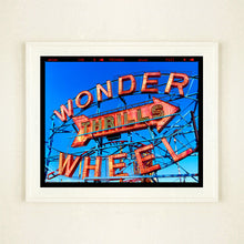 Load image into Gallery viewer, Thrills Coney Island typography photography artwork by Richard Heeps large framed in White