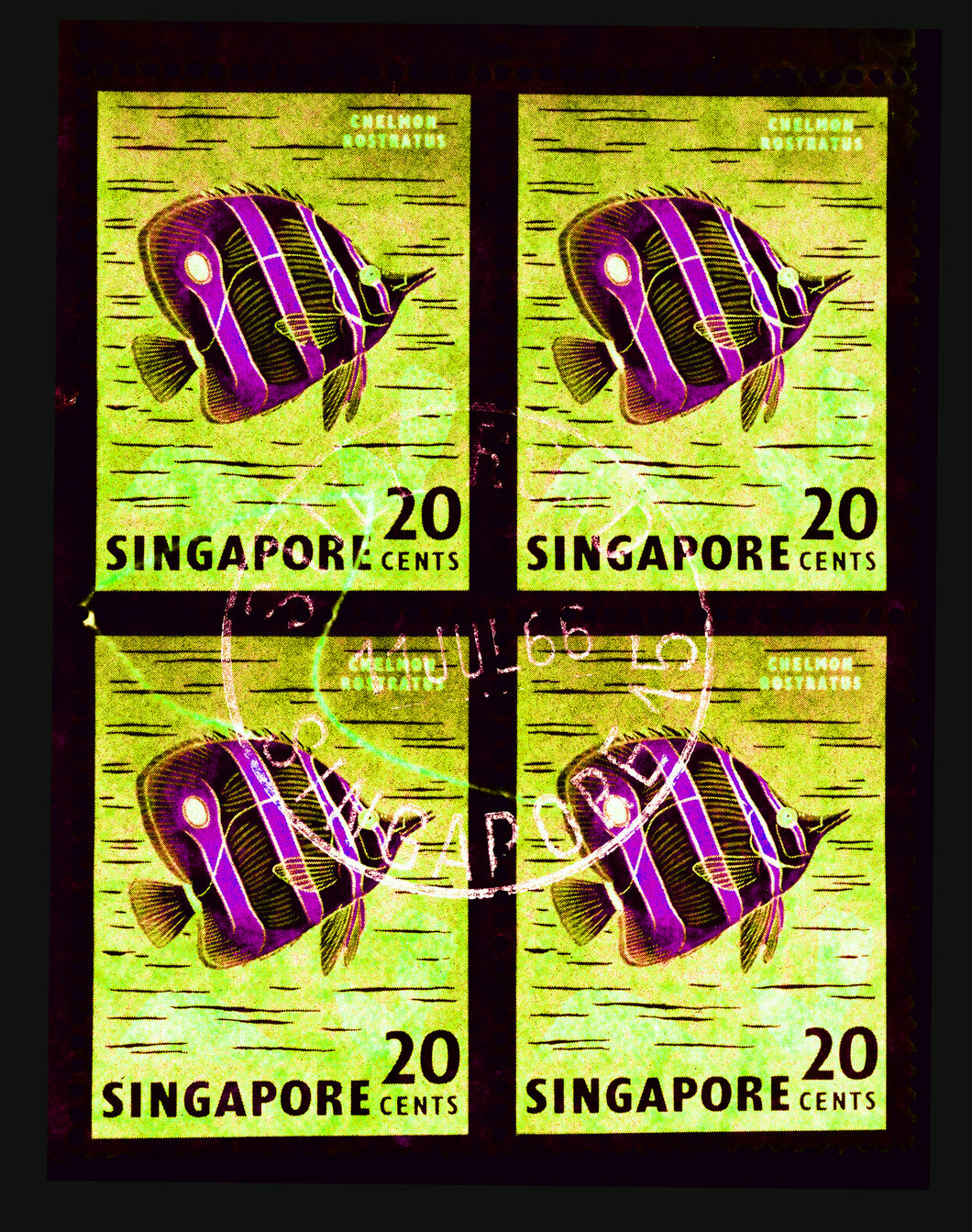 20 Cents Singapore Butterfly Fish (Neon), 2018