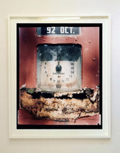 Load image into Gallery viewer, &#39;92 Octane Petrol Pump&#39; shows a vintage petrol pump, captured in a Wiblington, a Fenland village in the rural area near to Richard&#39;s home of Cambridge. This artwork is part of his autobiographical series, &#39;A View of the Fens from the Car with Wings&#39;, for which Richard has collected many petrol pumps.
