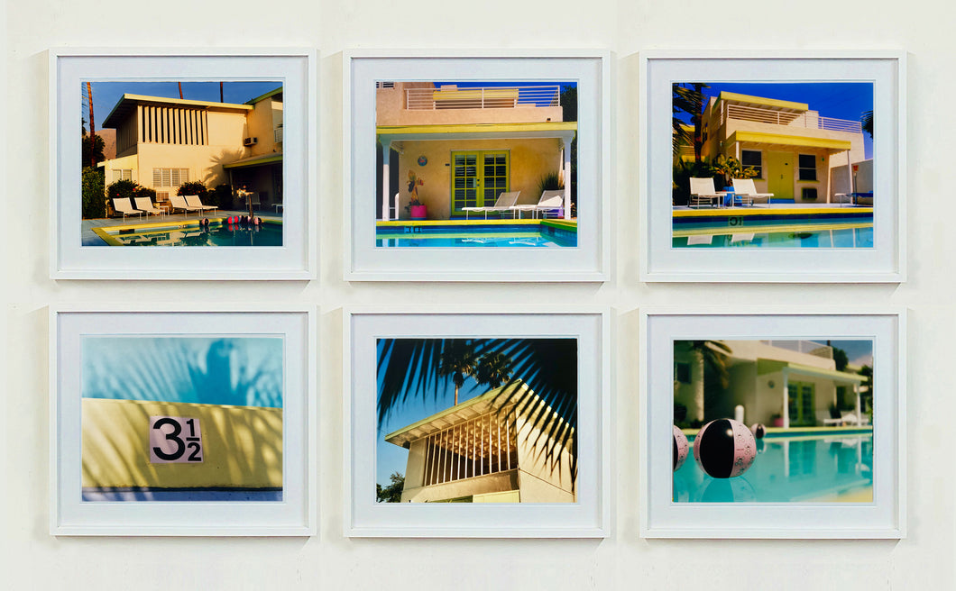 Ballantines Movie Colony, Palm Springs Poolside, Set of Six Framed Artworks