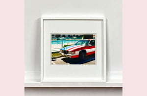 An American car parked up by the swimming pool outside the Algiers Hotel in Las Vegas. Photography by Richard Heeps, part of his 'Dream in Colour' series.