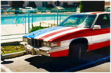 Load image into Gallery viewer, An American car parked up by the swimming pool outside the Algiers Hotel in Las Vegas. Photography by Richard Heeps, part of his &#39;Dream in Colour&#39; series.